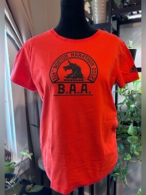 Adidas Official Boston Marathon 2012 Red B.A.A. Short-Sleeve Tee - 100% Cotton